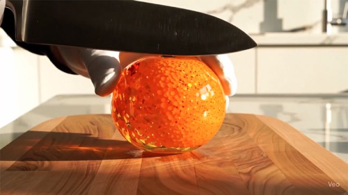 Glass fruit slicing ASMR