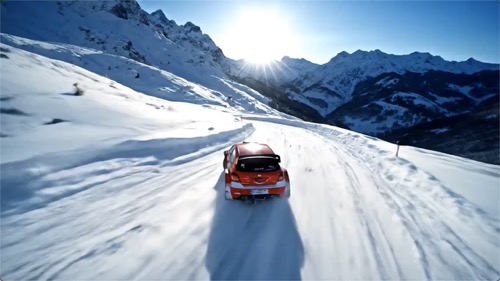 Rally car drifting